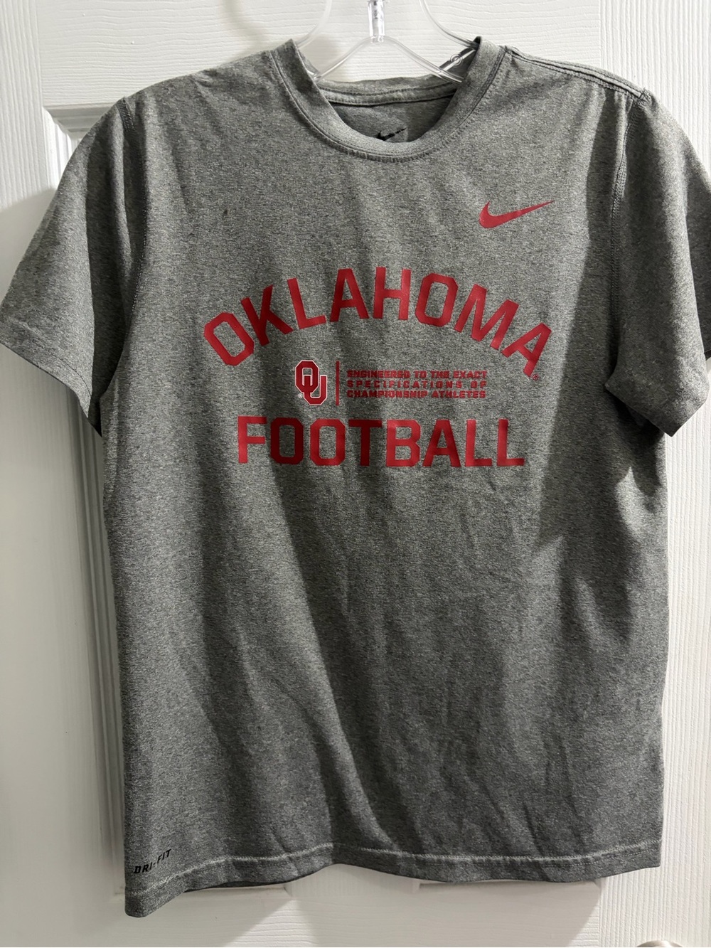 Nike Gray Oklahoma Football Short-Sleeve Tee with Red Logo
